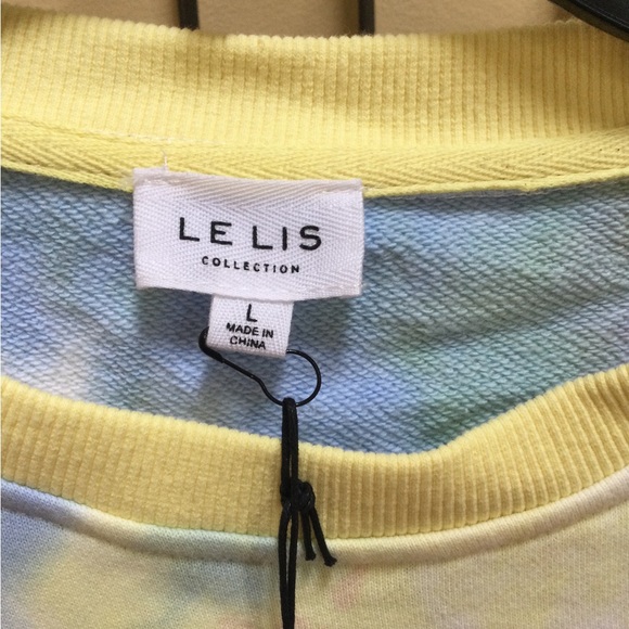 NWT Lelis Womens L multicolor tie dye crew neck top sweat shirt - Picture 2 of 7